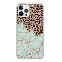 iPhone 12 Pro Max siliconen hoesje - Luipaard marmer mint - thumbnail