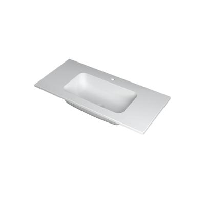 INK Faktor Wastafel Polystone Midden met 1 Kraangat - 1000x450x15 mm - Mat Wit
