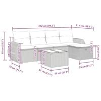6-delige Loungeset met kussens poly rattan bruin - thumbnail