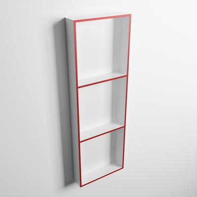 MONDIAZ EASY Nis 89,5x29,5cm in solid surface kleur Fire | Talc. 3 vakken geschikt voor in- of opbouw