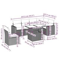 7-delige Loungeset met kussens poly rattan beige - thumbnail