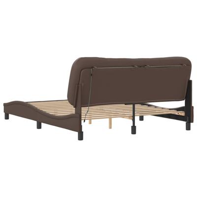 Bedframe met LED-verlichting kunstleer bruin 160x200 cm - thumbnail