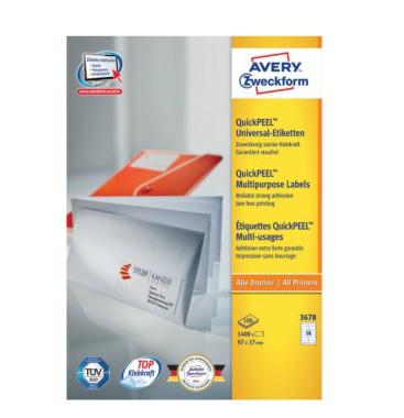 Etiket Avery Zweckform 3678 97x37mm wit 1400 etiketten | 5 stuks