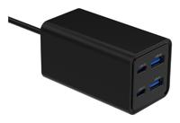 USB snellader 2xA, 2xC 65W Power Delivery zwart - thumbnail