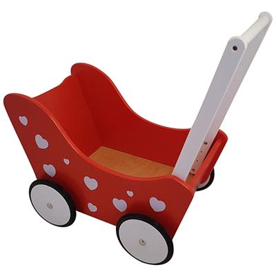 Playwood poppenwagen rood met hartjes