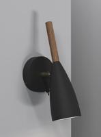 Hanglamp hout &apos;Pure 10&apos; zwart E27 10 cm DFTP - thumbnail