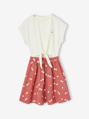 Meisjesjurk met 2-in-1 effect ecru