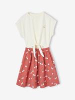 Meisjesjurk met 2-in-1 effect ecru - thumbnail