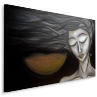 Schilderij - Lange haren, Vrouw Abstract, Premium Print - thumbnail