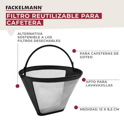 Fackelmann coffee&tea herbruikbaar koffiefilter no. 4 zilver/zwart Fackelmann coffee&tea herbruikbaar koffiefilter no. 4 zilver/zwart