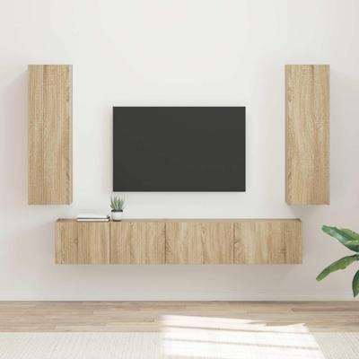 Tv-meubelset Wandgemonteerd 3 pcs Sonoma Eiken Bewerkt hout