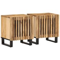 Nachtkastjes 2 st 40x34x46 cm massief ruw mangohout - thumbnail