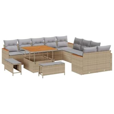 Tuinbankenset 13 pcs Beige poly rattan