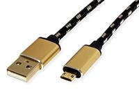 ROLINE GOLD USB 2.0 Kabel, USB A Male - Micro USB B Male, 0,8 m - thumbnail