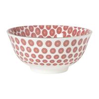 Schaaltje Mirna bloem groot - rood/wit - ø15.5x7 cm - thumbnail