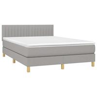 Boxspring met matras en LED stof lichtgrijs 140x190 cm - thumbnail