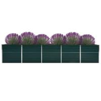 VidaXL Plantenbak verhoogd 400x80x77 cm gegalvaniseerd staal groen - thumbnail
