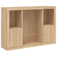 Dressoirs met LED-verlichting 3 st bewerkt hout sonoma eiken - thumbnail