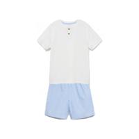 Mango Kids shortama lichtblauw/wit - thumbnail