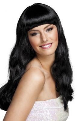 Pruik lang haar chique zwart