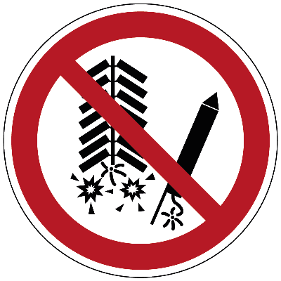Ontsteken vuurwerk verboden veiligheidsnorm ISO 7010 - Ø 200 mm - Sticker Ontsteken vuurwerk verboden veiligheidsnorm ISO 7010 - Ø 200 mm - Sticker