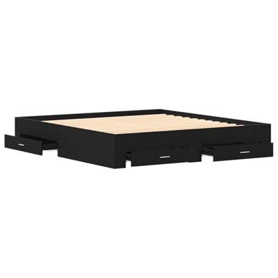 Bedframe met lades Zwart eiken 180 x 200 cm Bewerkt hout