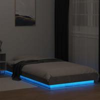 Bedframe met LED-verlichting bewerkt hout betongrijs 100x200 cm - thumbnail