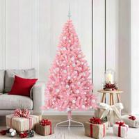 VidaXL Kunstmatig voorverlicht kerstboom met 300 led roze 180 cm pvc - thumbnail