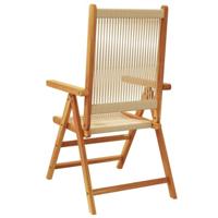 Tuinstoelen 2 st massief acaciahout en polypropeen beige - thumbnail