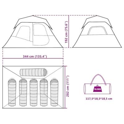 VidaXL Gezinstent 6-persoons waterdicht snelontgrendeling blauw
