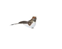Vogel op clip foam 6 cm grijs met oranje - thumbnail