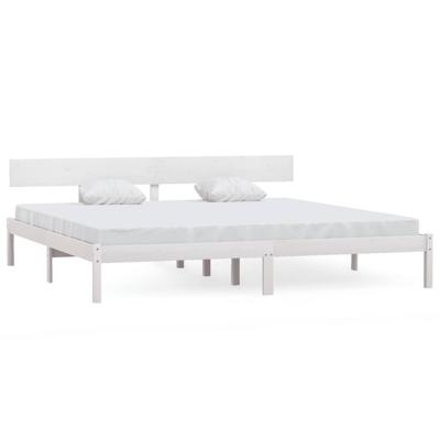 Bedframe massief grenenhout wit 180x200 cm