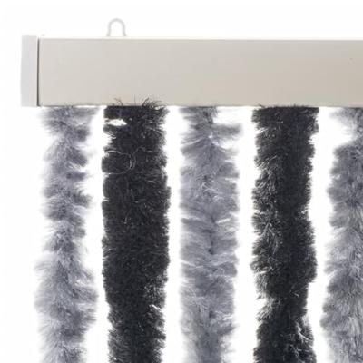 Vliegengordijn 100x220 cm chenille grijs en zwart