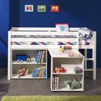 Vipack halfhoogslaper Pino met bureau en boekenkast - wit - 114x105,4x209,4 cm - Leen Bakker - thumbnail