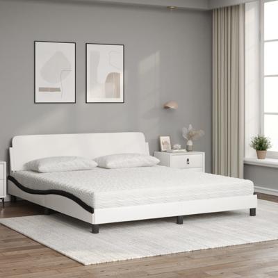 Bed met matras "Dover" kunstleer wit en zwart 180x200 cm