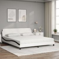 Bed met matras "Dover" kunstleer wit en zwart 180x200 cm - thumbnail