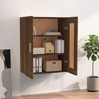 Wandkast 69,5x32,5x90 cm bewerkt hout bruin eikenkleur - thumbnail