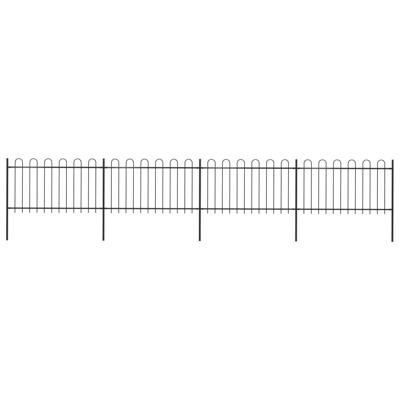 Tuinhek met ringtop staal 714,5x100 cm zwart