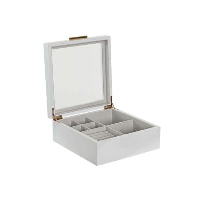 Doos-Juwelenkistje Home ESPRIT Wit Beige Hout Kristal