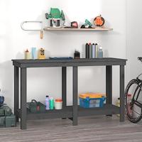 Werkbank 140x50x80 cm massief grenenhout grijs - thumbnail