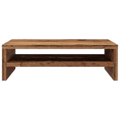 Monitorstandaard 42x24x13 cm bewerkt hout oud houtkleurig Monitorstandaard 42x24x13 cm bewerkt hout oud houtkleurig