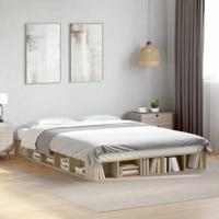 Bedframe bewerkt hout sonoma eikenkleurig 140x200 cm - thumbnail