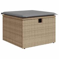 6-delige Loungeset met kussens poly rattan beige - thumbnail