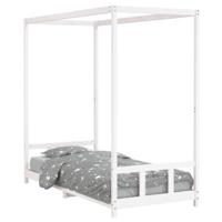 Kinderbedframe 90x200 cm massief grenenhout wit - thumbnail