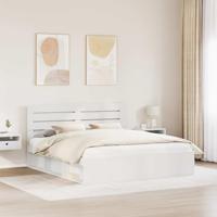 Bedframe met hoofdeinde Wit 180 x 200 cm Massief grenenhout - thumbnail