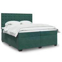 Boxspring met matras fluweel donkergroen 200x200 cm - thumbnail