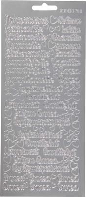 Creativ Company Stickers, nimipäivänä, vel 10x23 cm, zilver, 1 vel