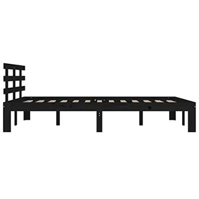 Bedframe massief hout zwart 200x200 cm