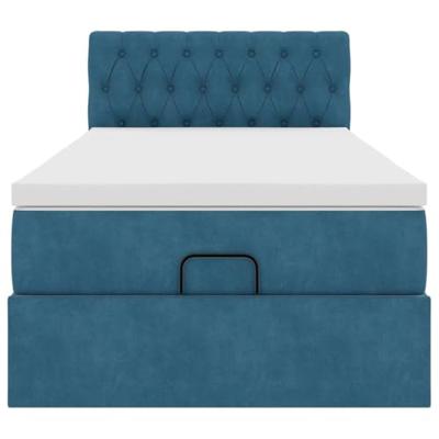 Ottoman bed met matras 90x190cm fluweel donkerblauw