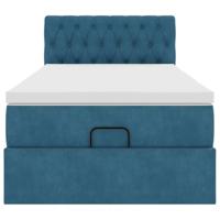 Ottoman bed met matras 90x190cm fluweel donkerblauw - thumbnail
